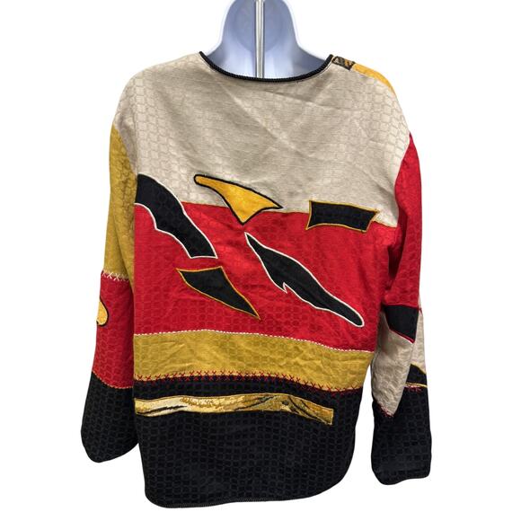 VTG Earth Sea & Sky Colorblock Embroidered Women's M Jacket Blazer Coat Patch - Picture 3 of 5